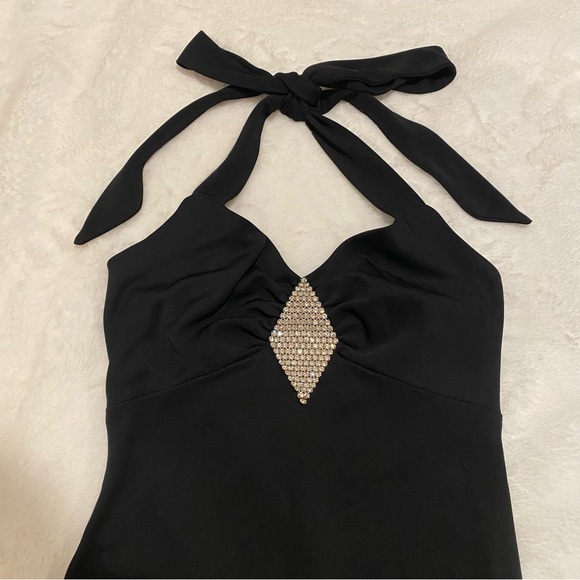 Black Halter Formal Gown with Diamond Rhinestones Y2K, Vintage - Picture 14 of 16
